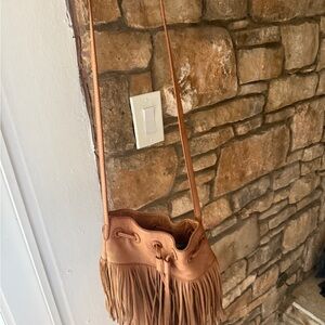 REAL LEATHER Fringe Crossbody Bag